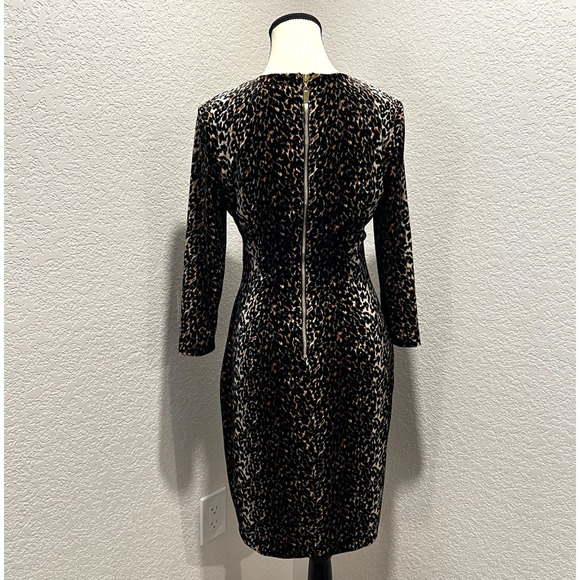 Cache Velvet Leopard Print Keyhole Bodycon Long Sleeve Sheath Women's Size 6 - Picture 4 of 12